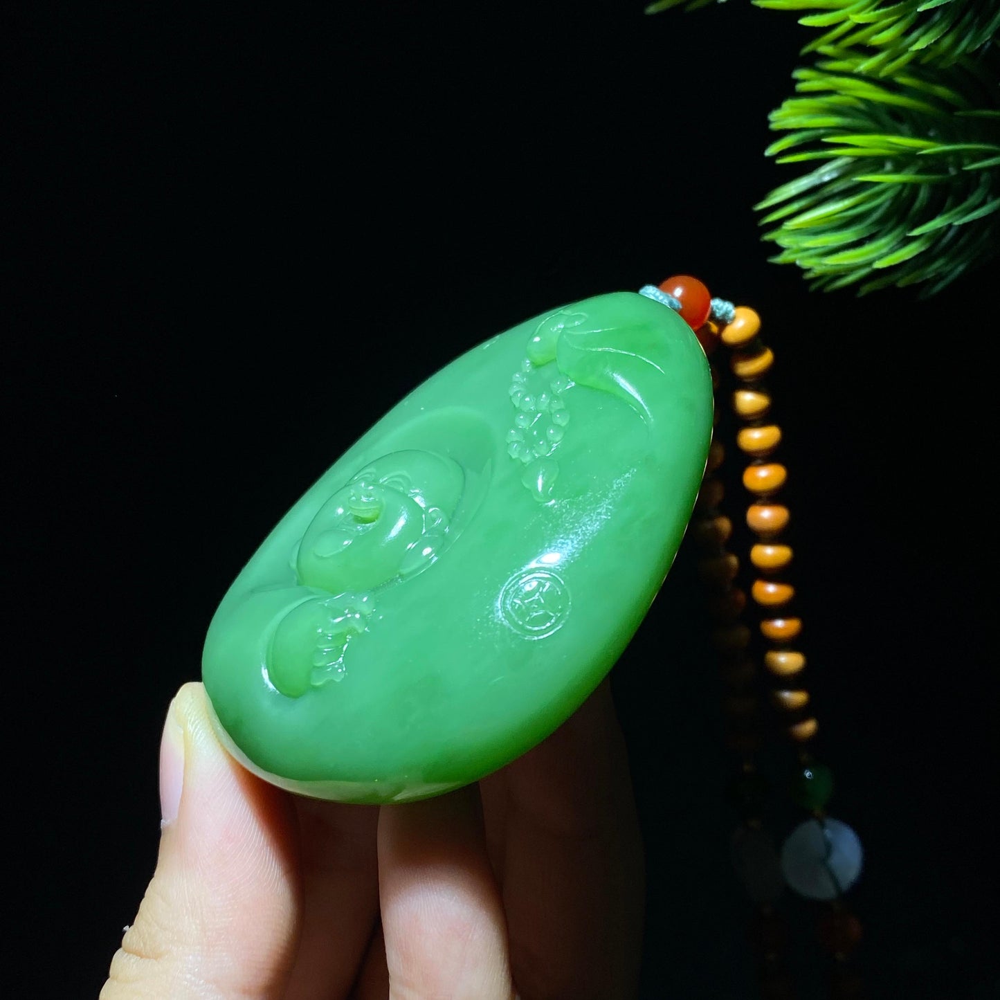 和田玉碧玉佛公挂件(83.7g)