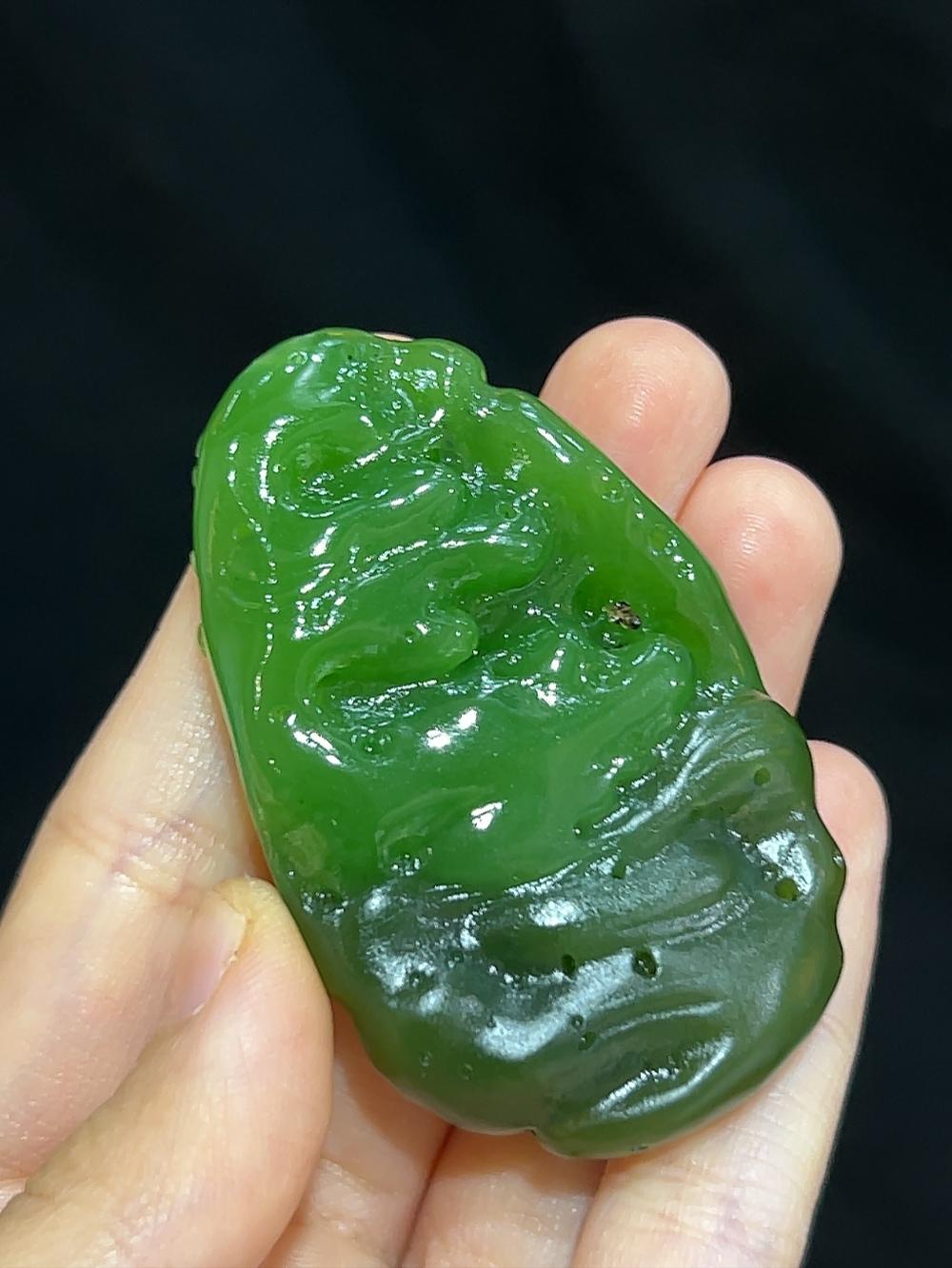 和田玉碧玉苹果绿一路如意(38.8g)