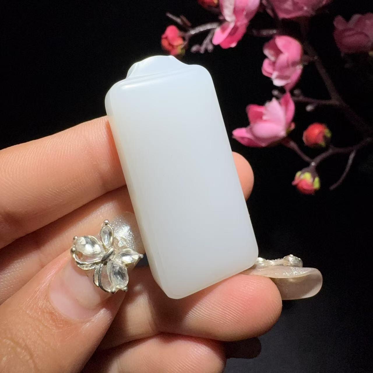 和田玉白玉平安牌挂件