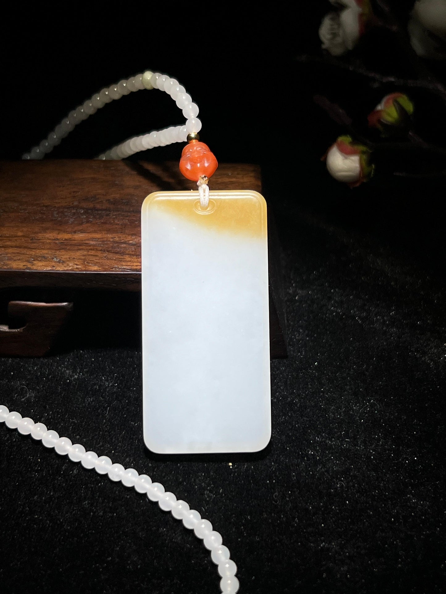 和田玉糖白平安无事牌(50.0g)
