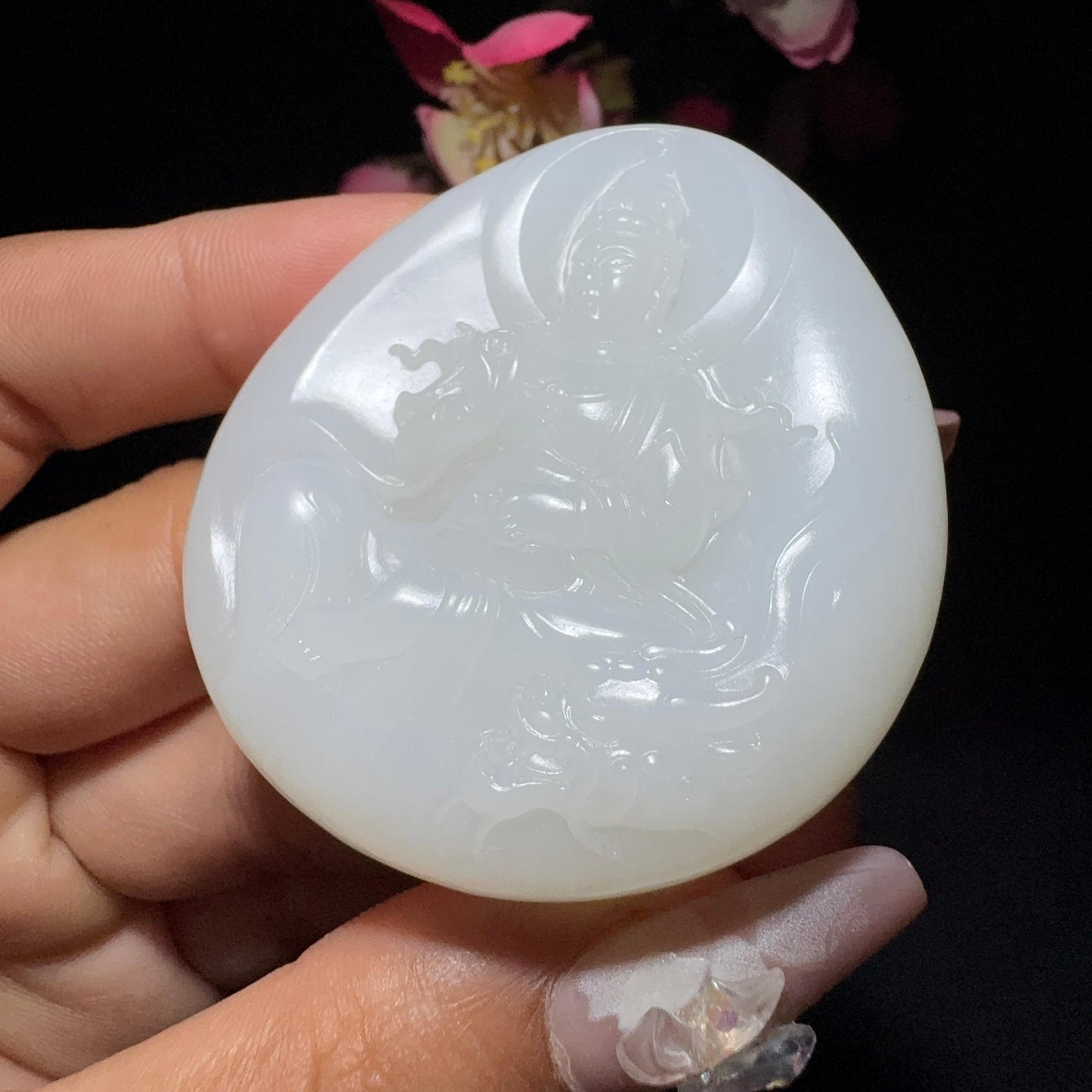 和田玉白玉挂件御龙观音(67.2g)