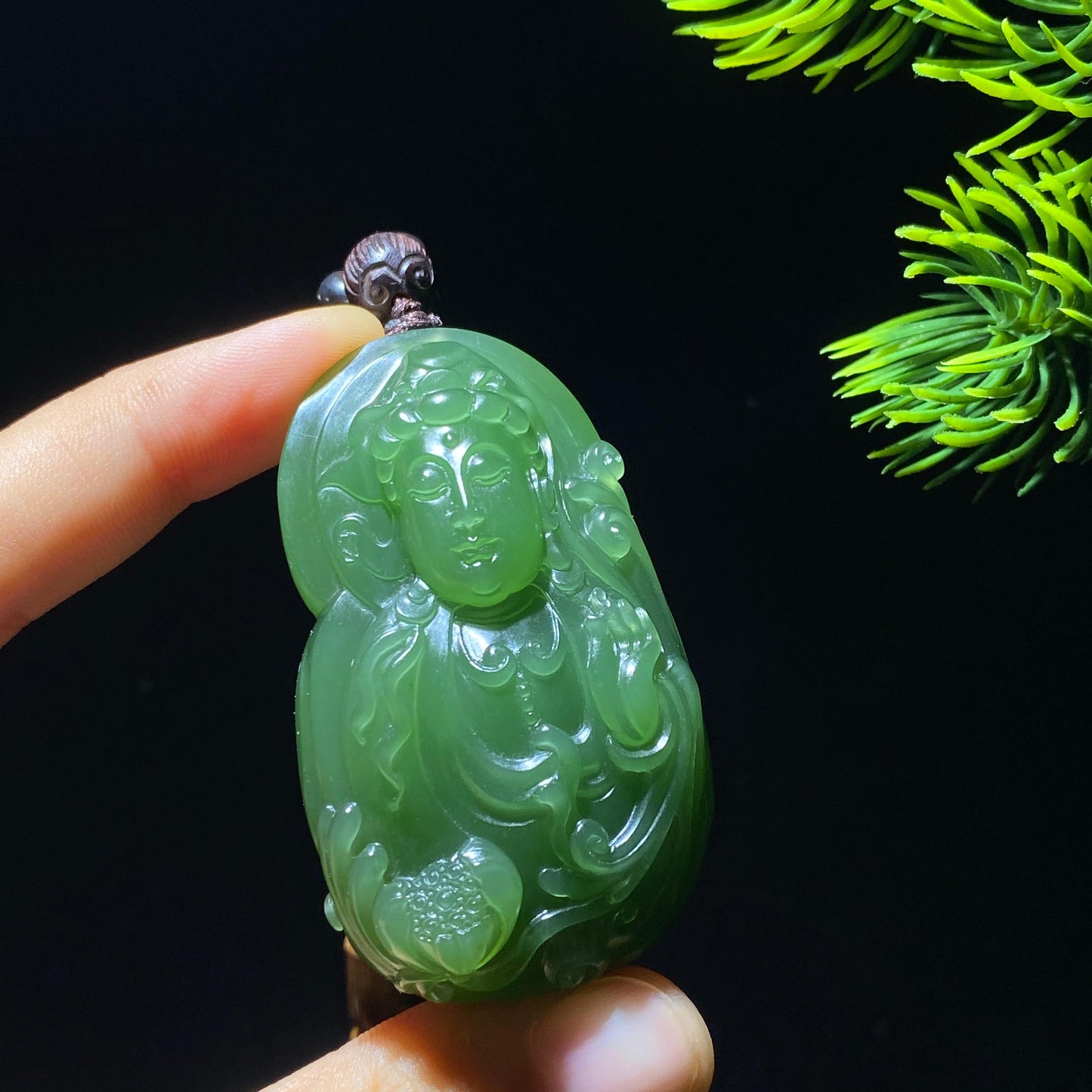 和田玉碧玉观音挂件(55.9g)
