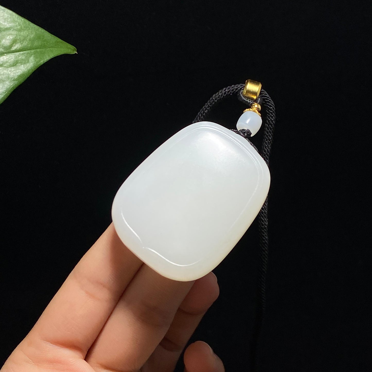 和田玉羊脂白平安无事牌(44.4g)