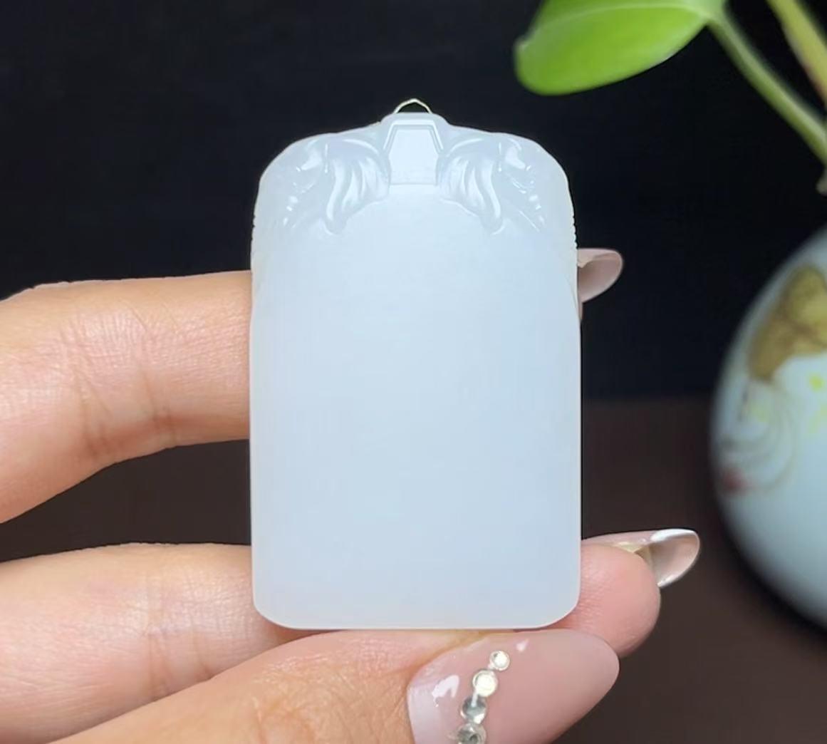 和田羊脂玉吉祥平安无事牌(28.3g)
