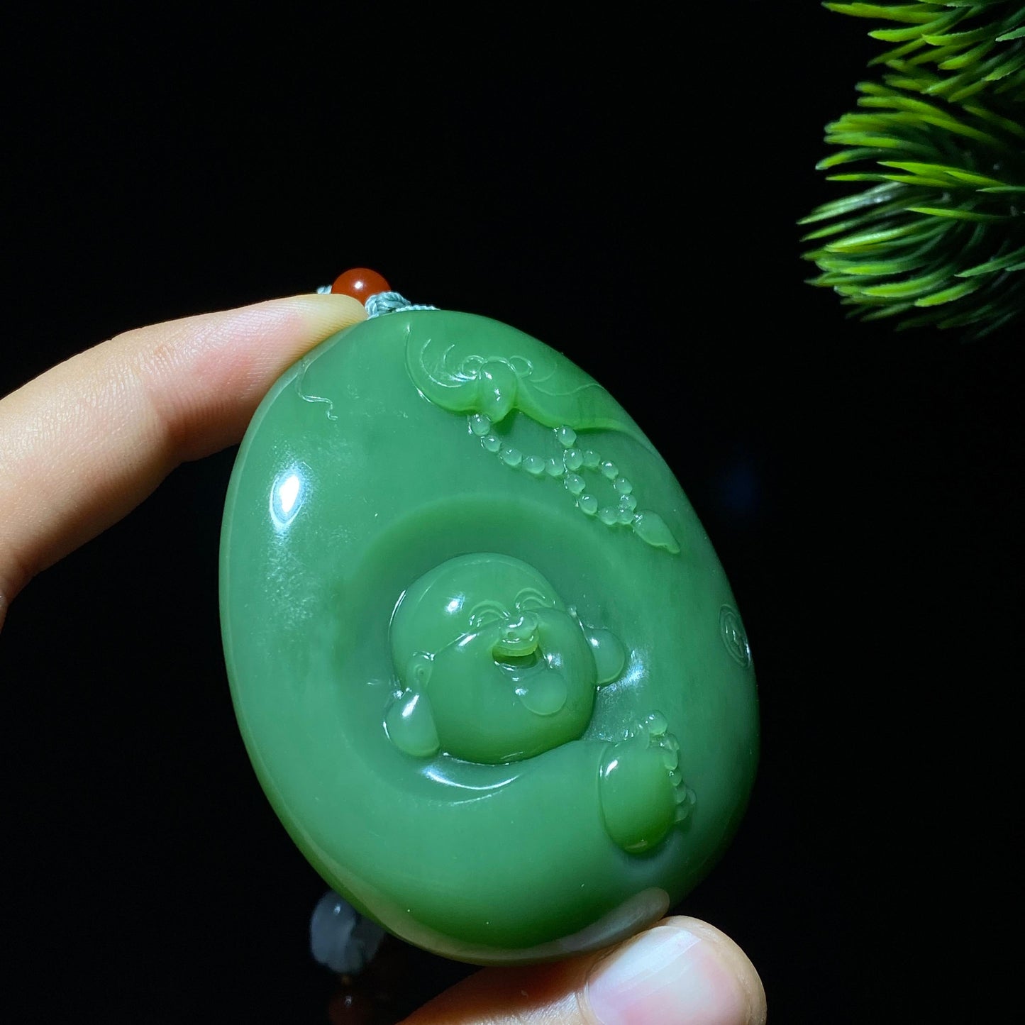 和田玉碧玉佛公挂件(83.7g)