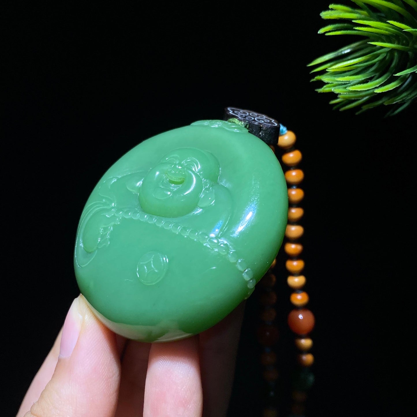 和田玉碧玉佛公挂件(68.1g)