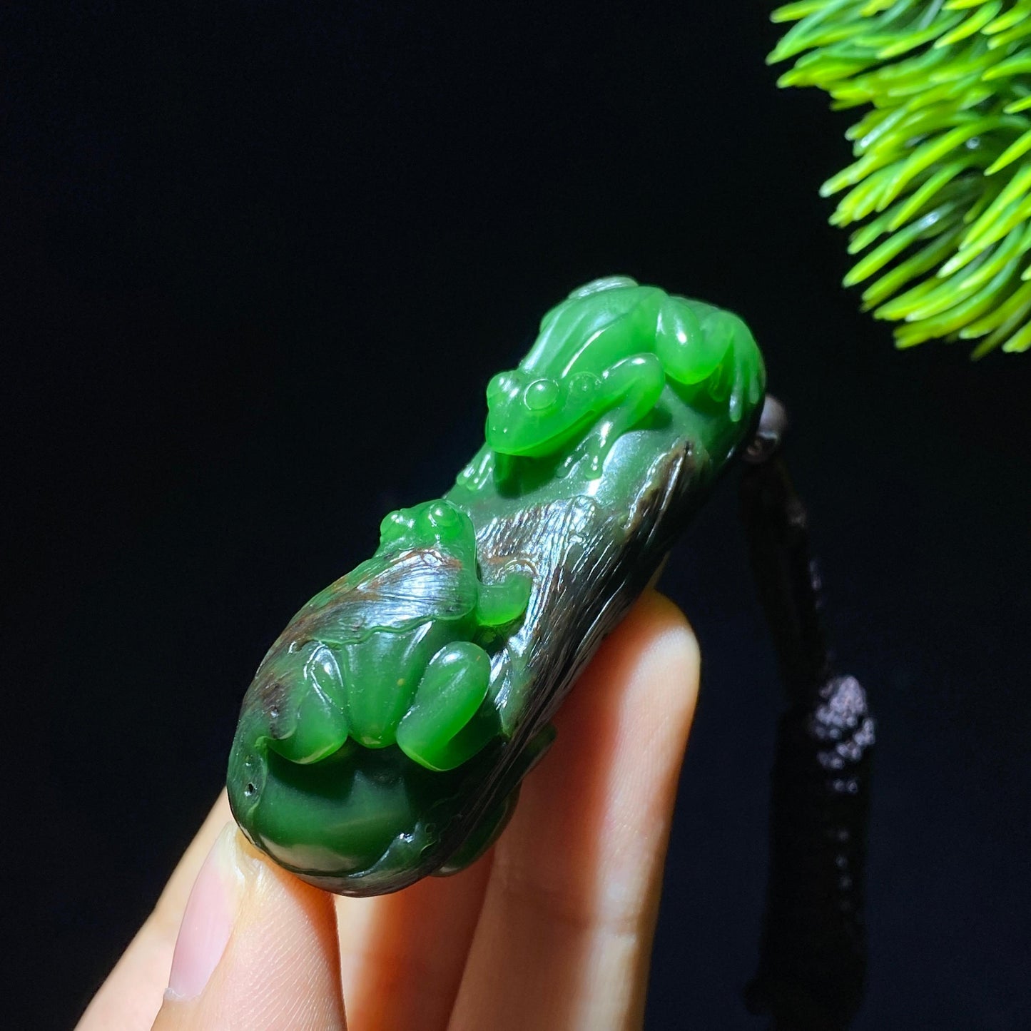 和田玉碧玉呱呱来财挂件(37.5g)
