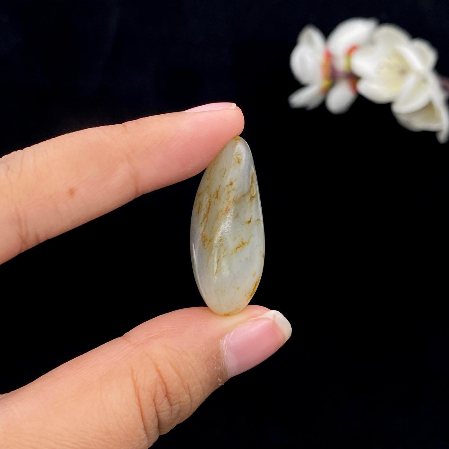 和田玉洒金皮青花籽料原石(12.5g)