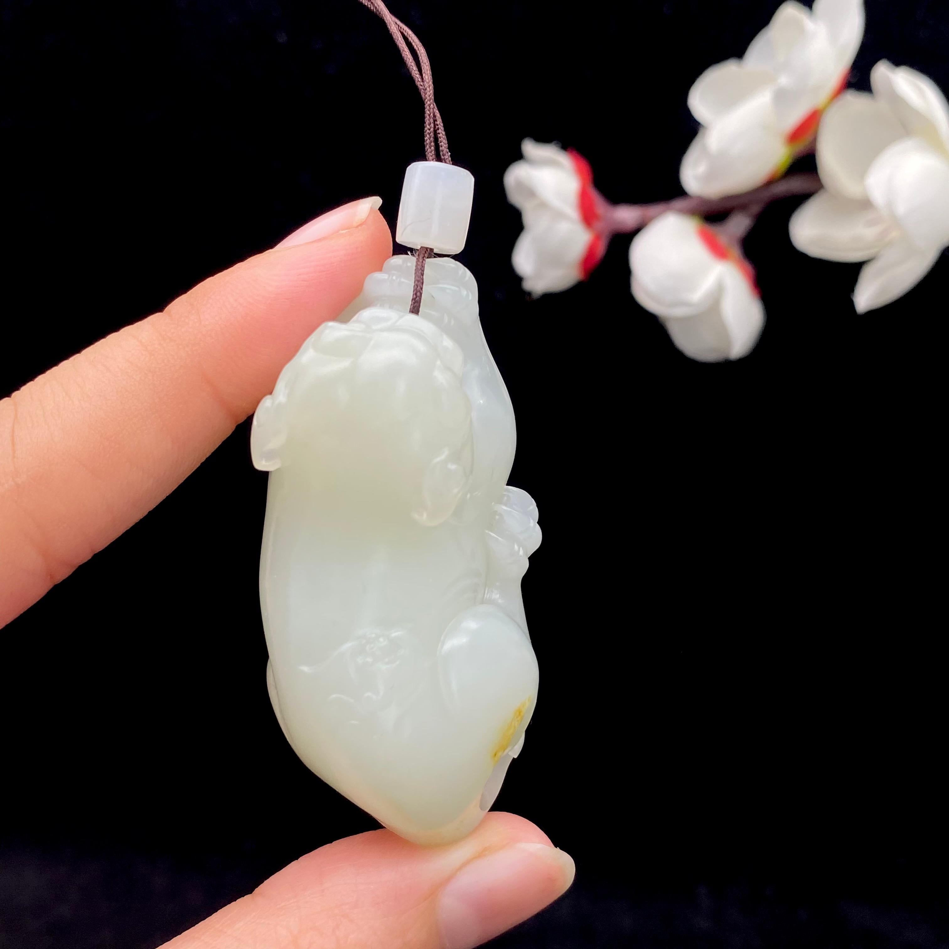 和田玉白玉籽料【貔貅】（43.1g） – 厚德载玉