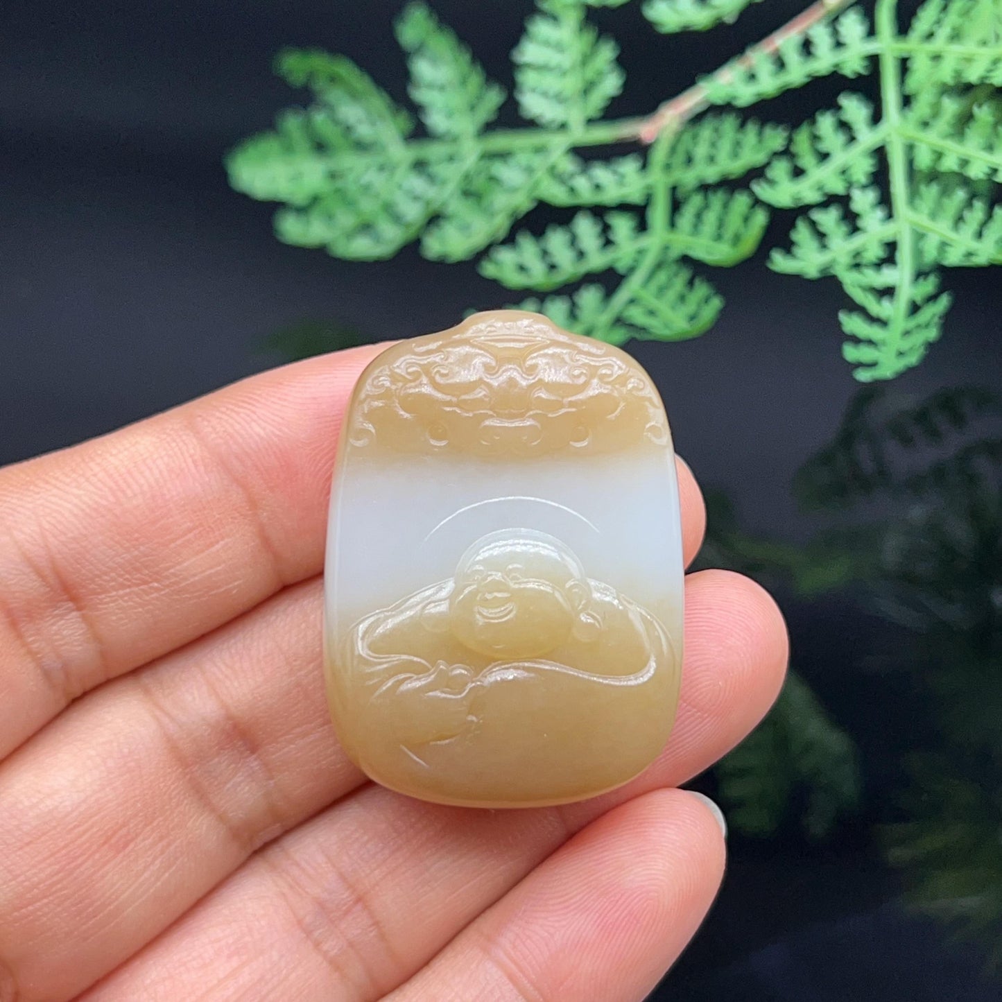 和田玉糖羊脂白玉福佛佛引福来挂件(23.5g)