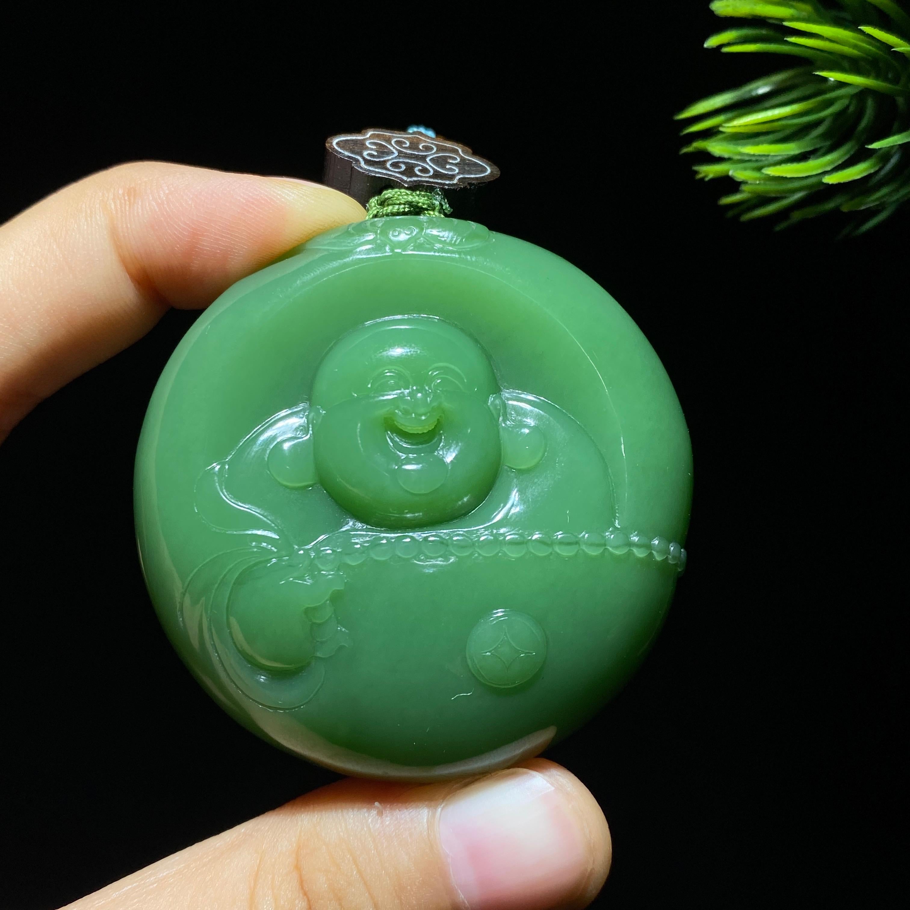 和田玉碧玉佛公挂件(68.1g)