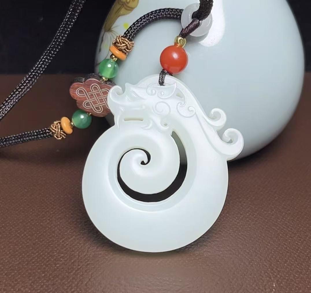 和田羊脂玉鱼化龙(45.6g)