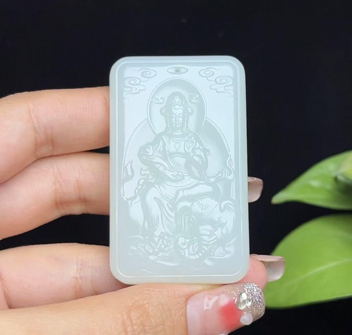 和田羊脂玉普贤菩萨(46.7g)