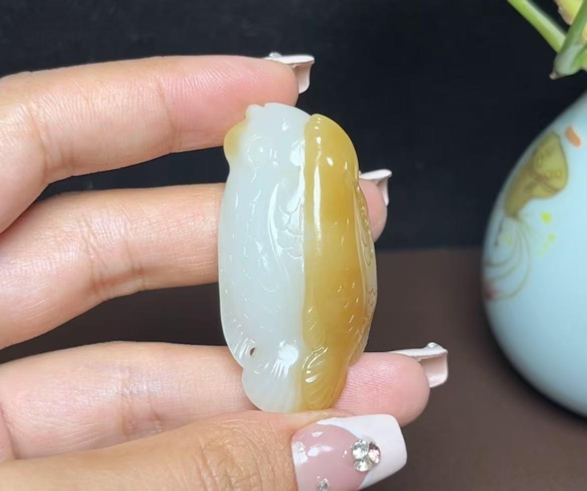 新疆和田玉且末糖白羊脂玉金玉满堂(24.1g)