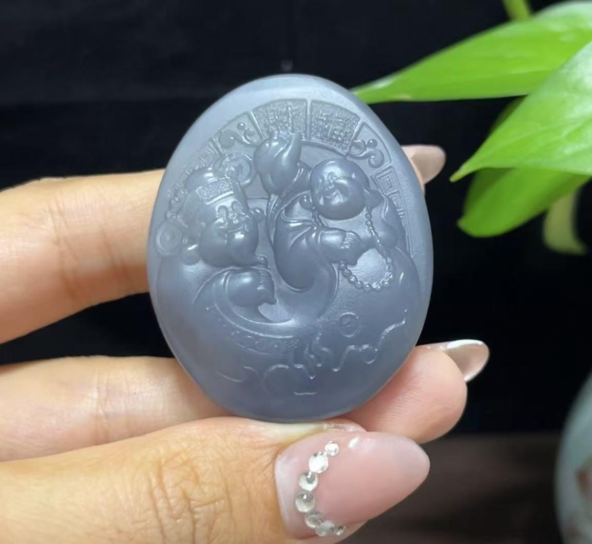 和田玉紫罗兰人财两旺(32.6g)