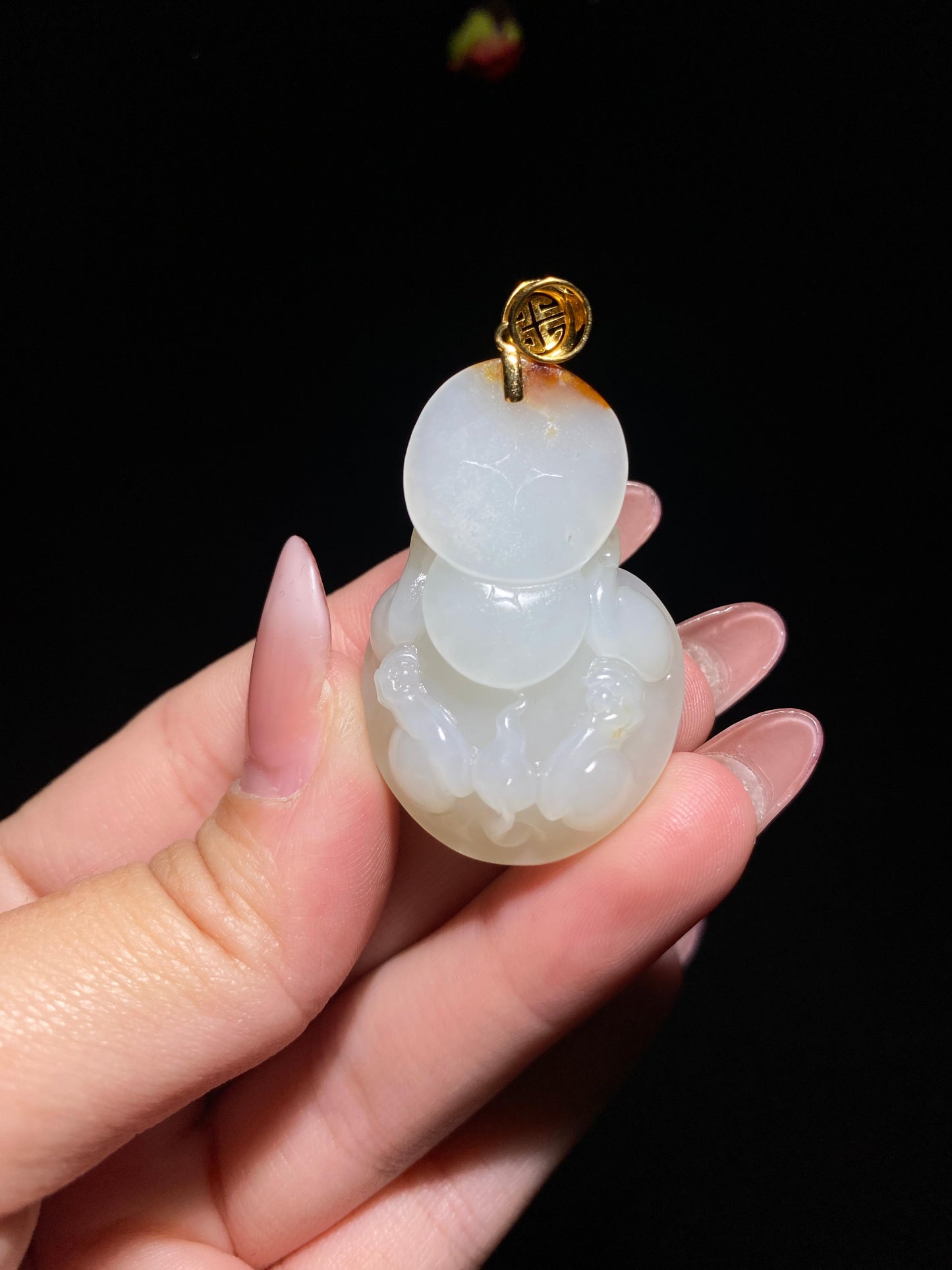 和田玉籽料金镶玉龙龟(17.3g)
