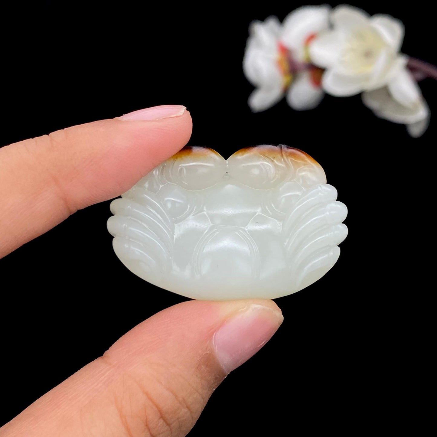 和田玉籽料【八方来财】螃蟹挂件(24.3g)