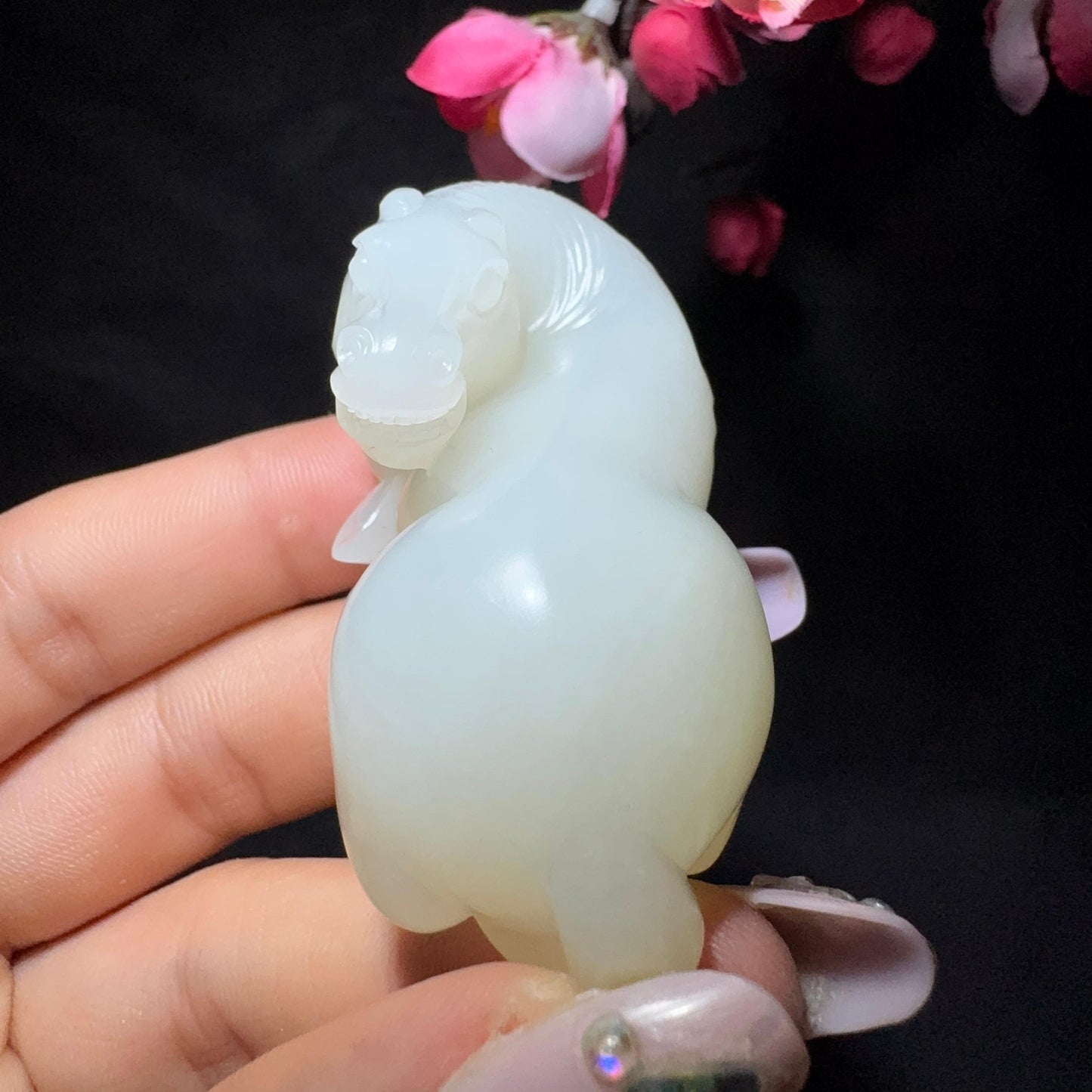 和田玉籽料手把件马到成功(78.5g)