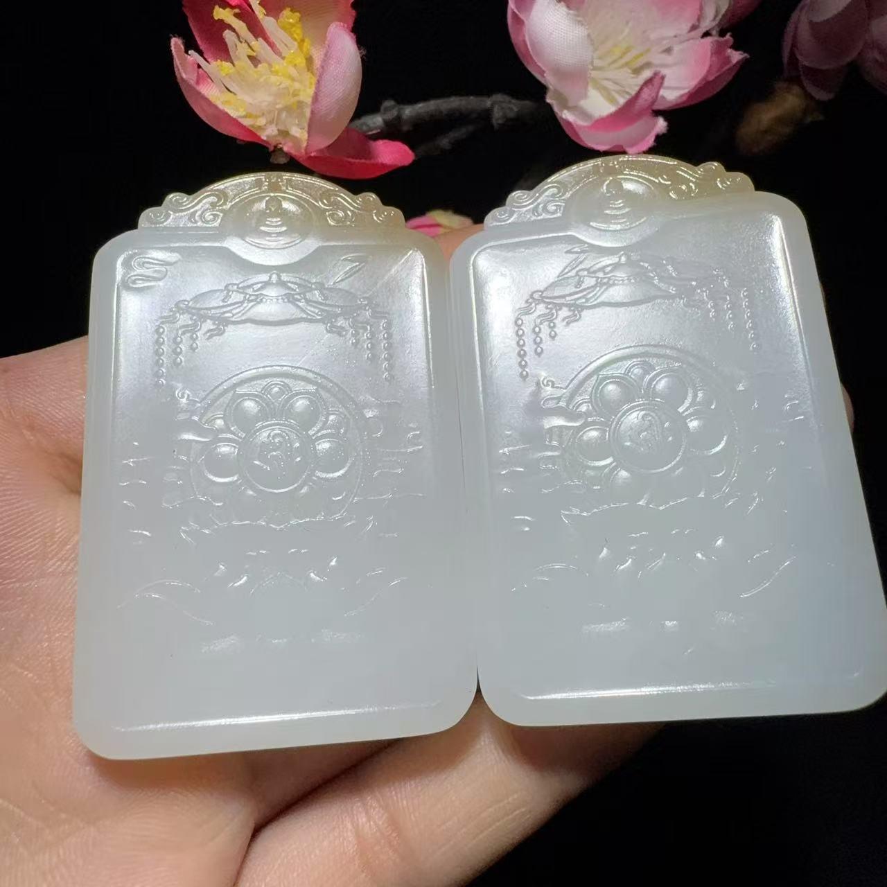 和田玉糖白观音佛牌子(38.6g)