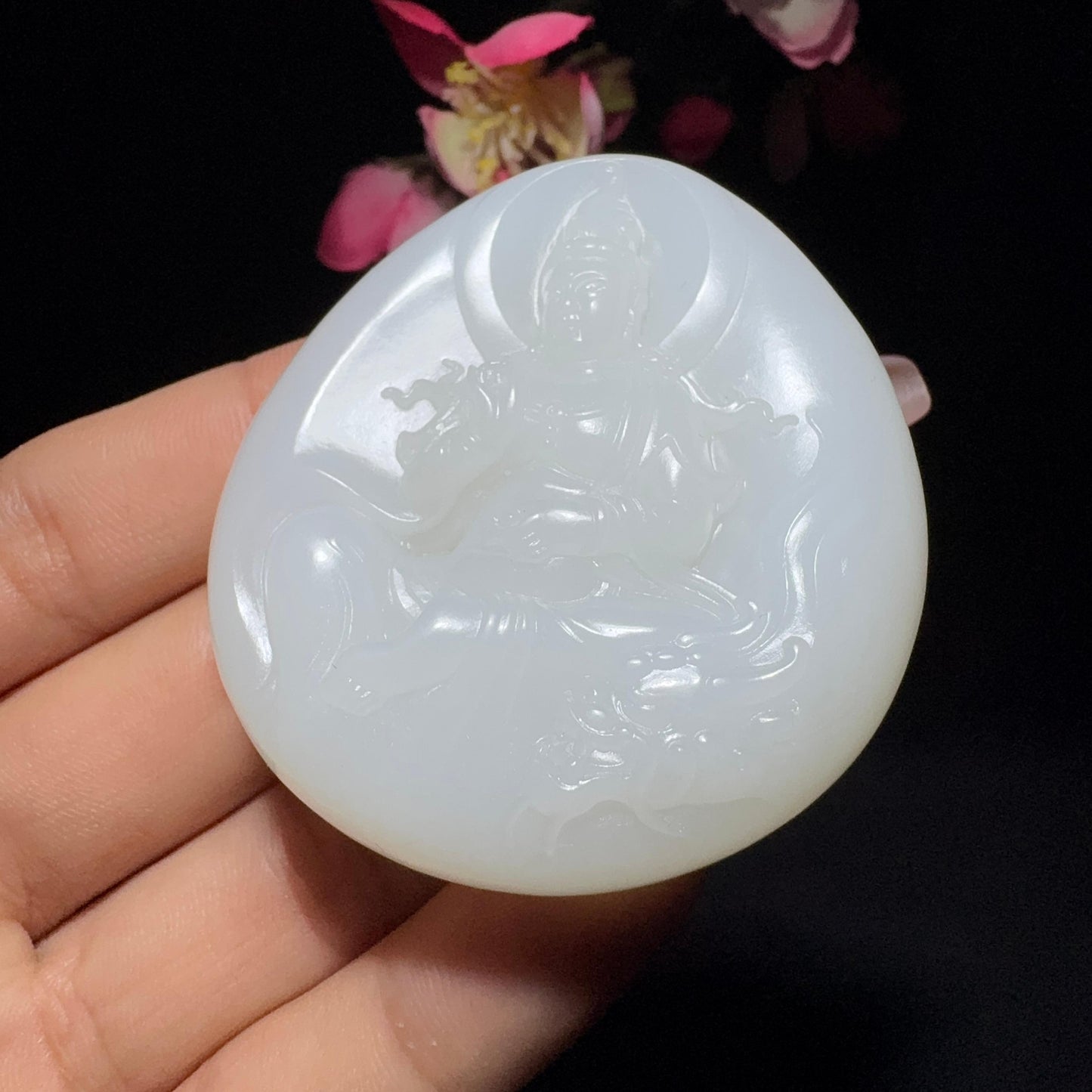 和田玉白玉挂件御龙观音(67.2g)