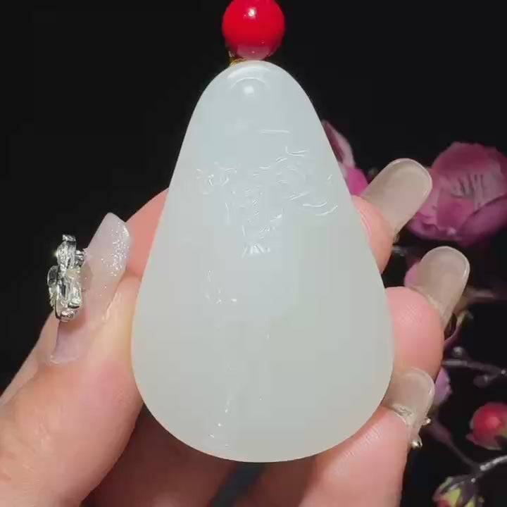 和田玉白玉马牌