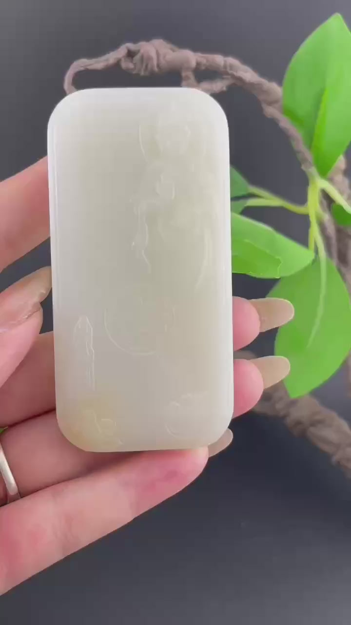 和田玉糖白观音挂件