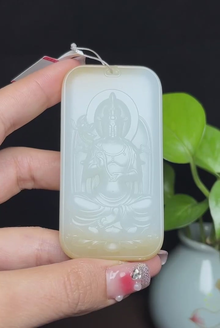 新疆和田玉天地糖羊脂玉大势至菩萨