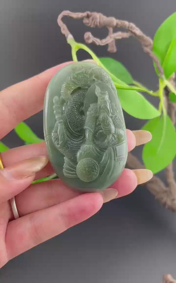 和田玉沙枣青钟馗挂件