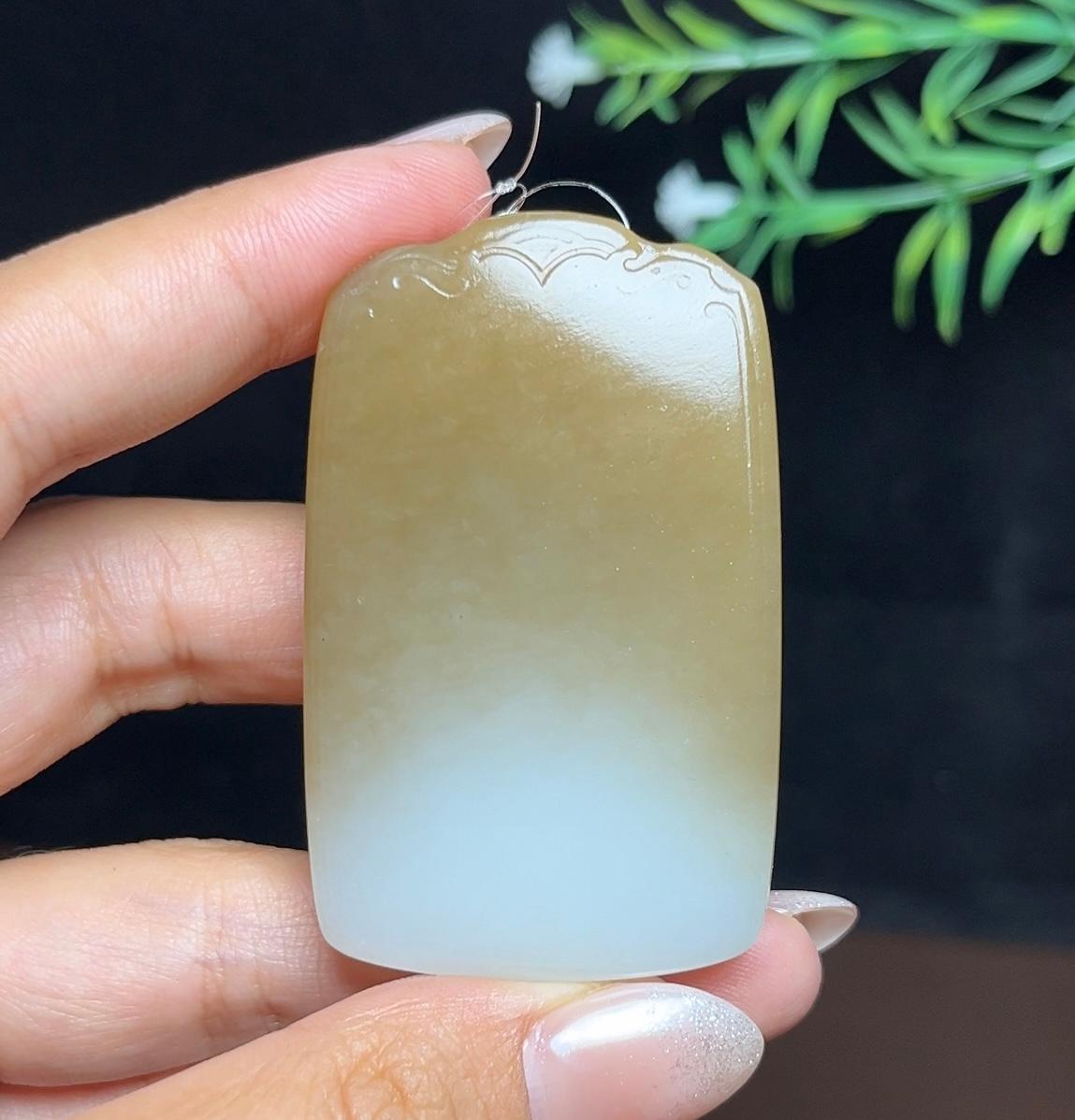 和田玉糖白平安无事牌（51.2g）