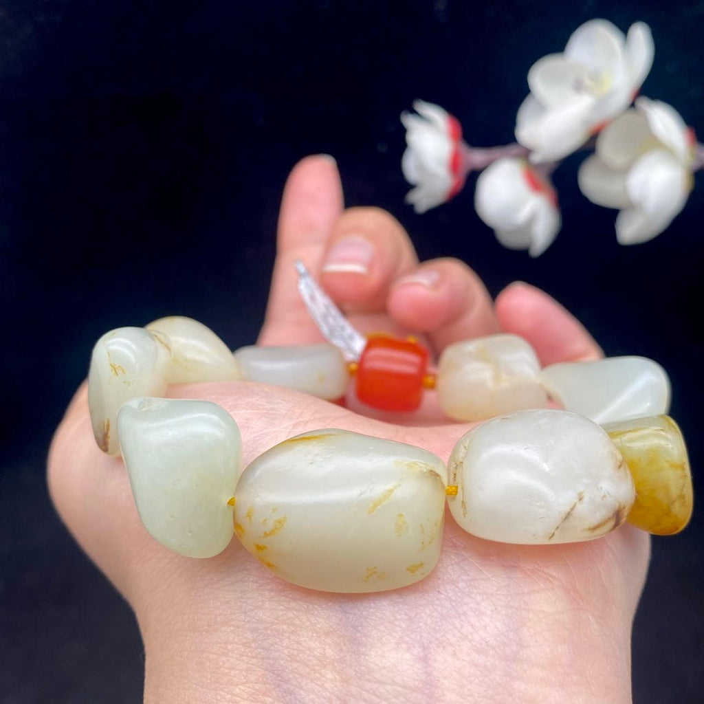 和田玉黄皮籽料【精品手串】（50.3g）