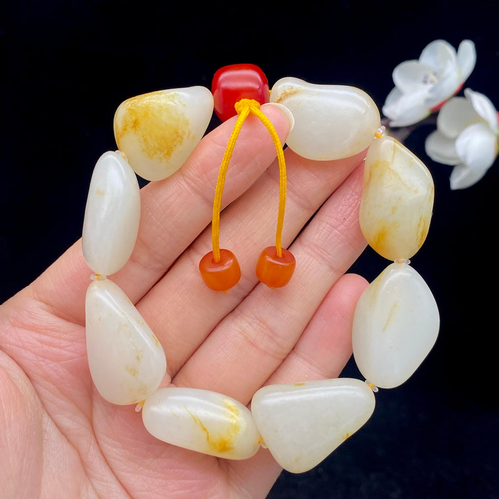 和田玉洒金皮籽料【精品手串】（60g）