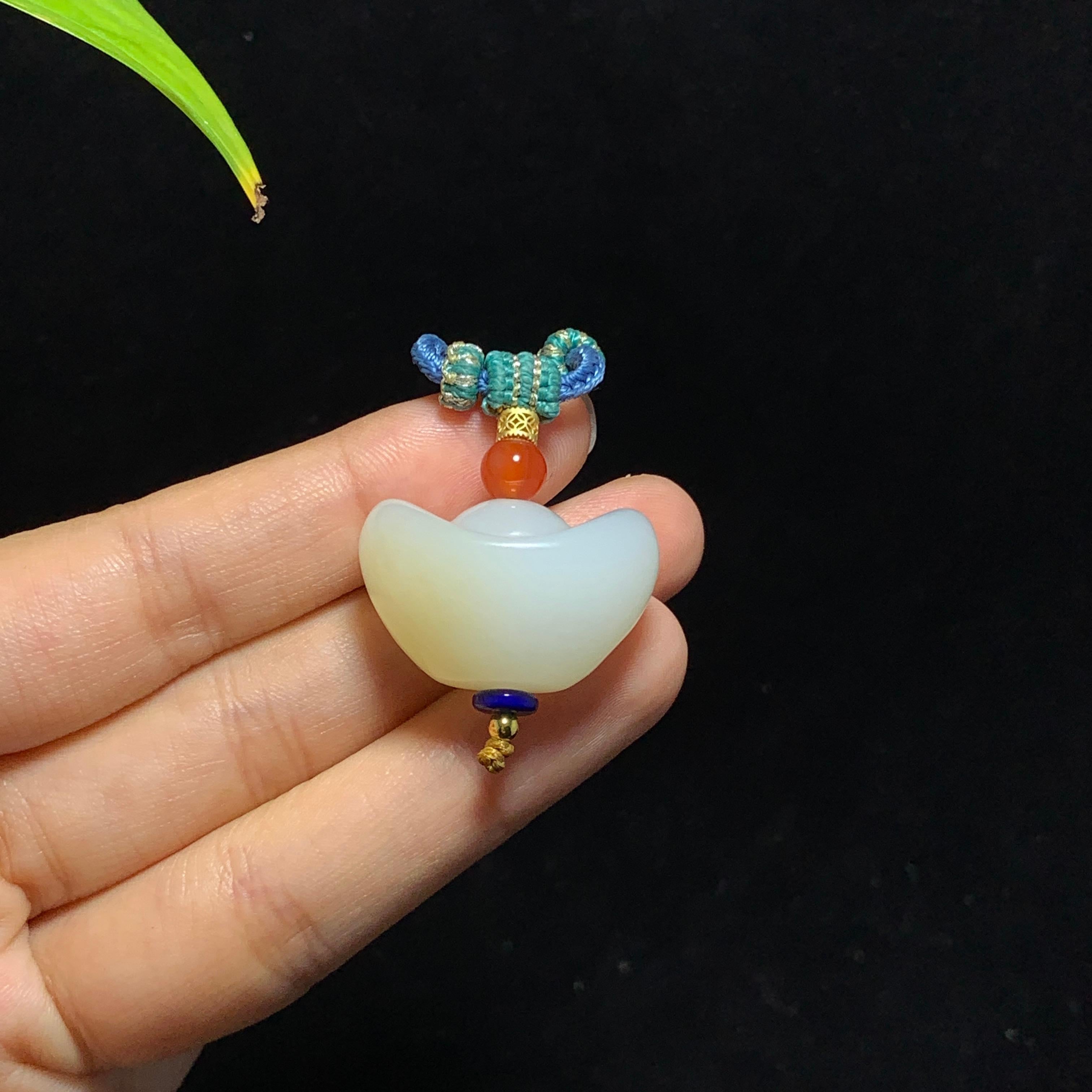 和田山料糖白玉元宝挂件（14.8g）