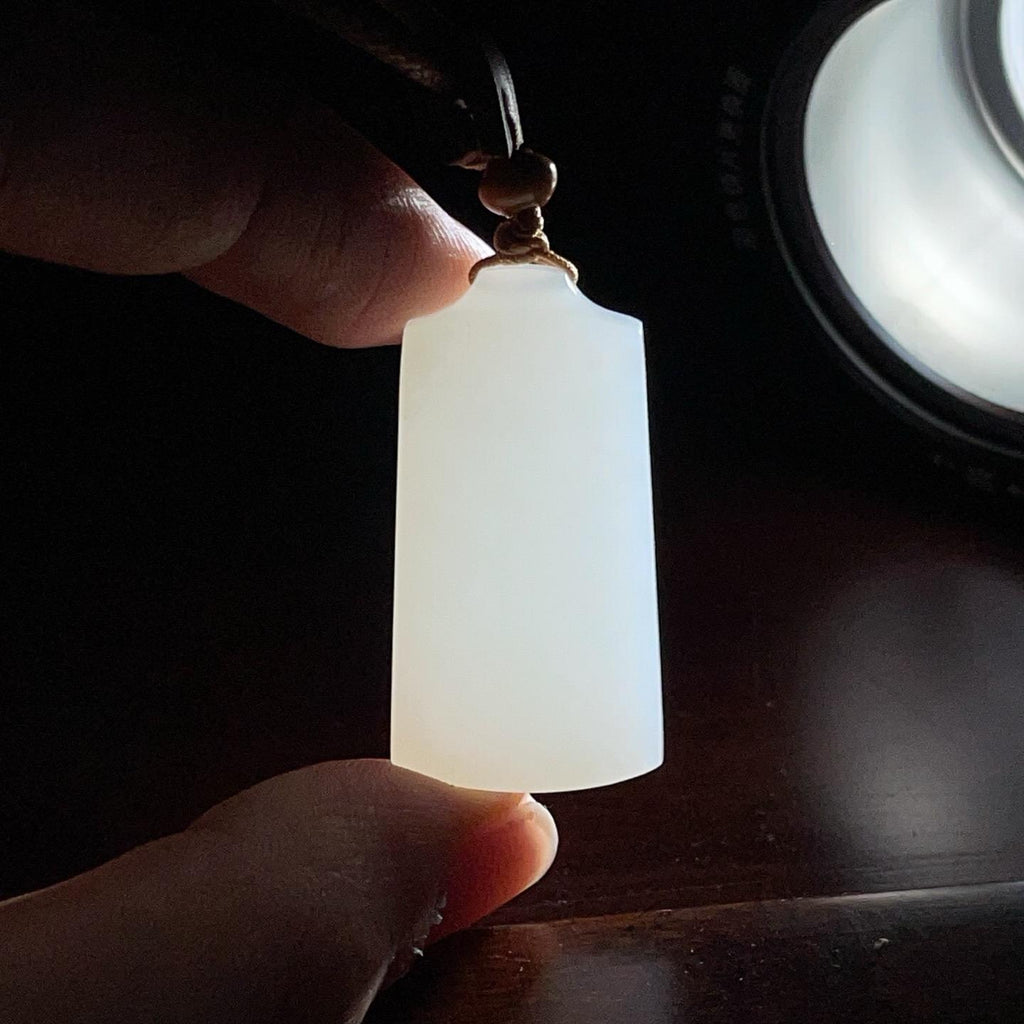 和田玉羊脂玉无事牌2603200006（17.0g）