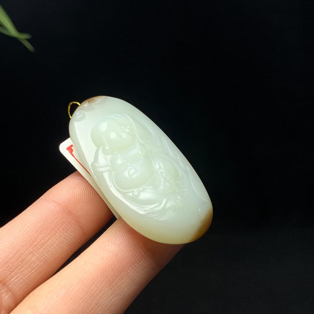 高品质新疆且末糖白玉佛公挂件（20.7g）