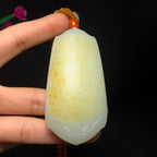 传世之宝和田玉籽料满洒金皮平安无事牌（76.5g）