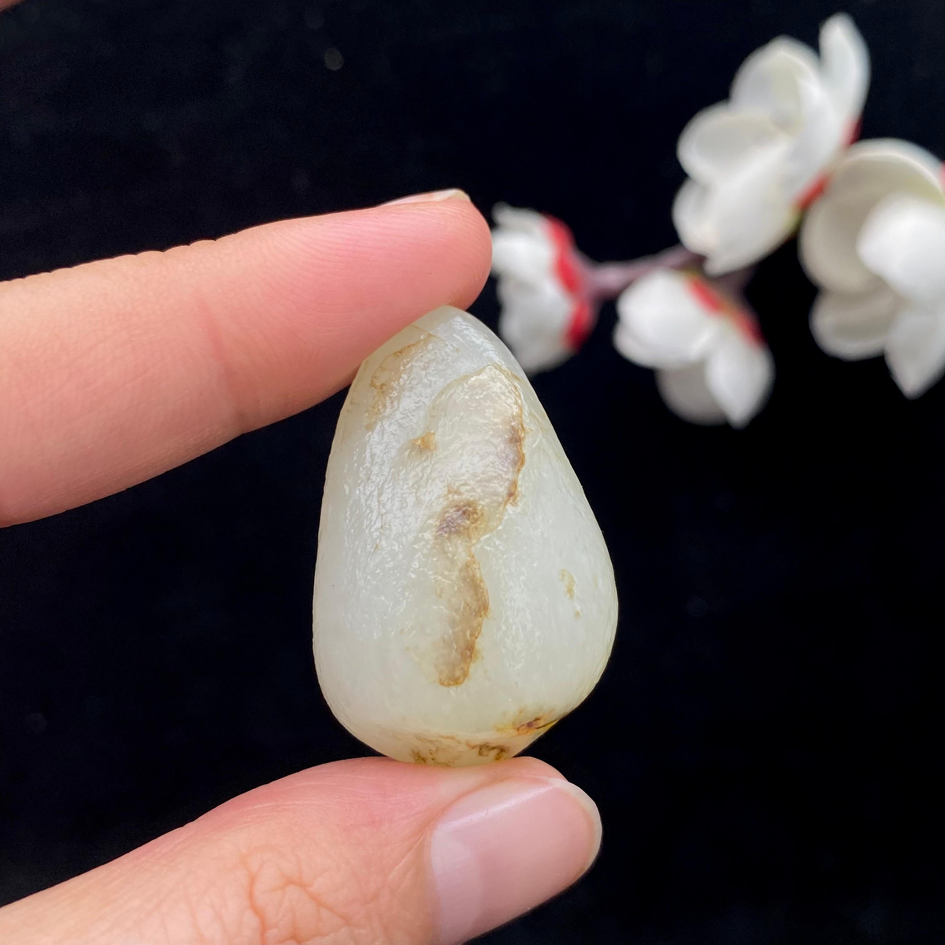 和田玉白玉籽料旱籽挂件（17.3g）