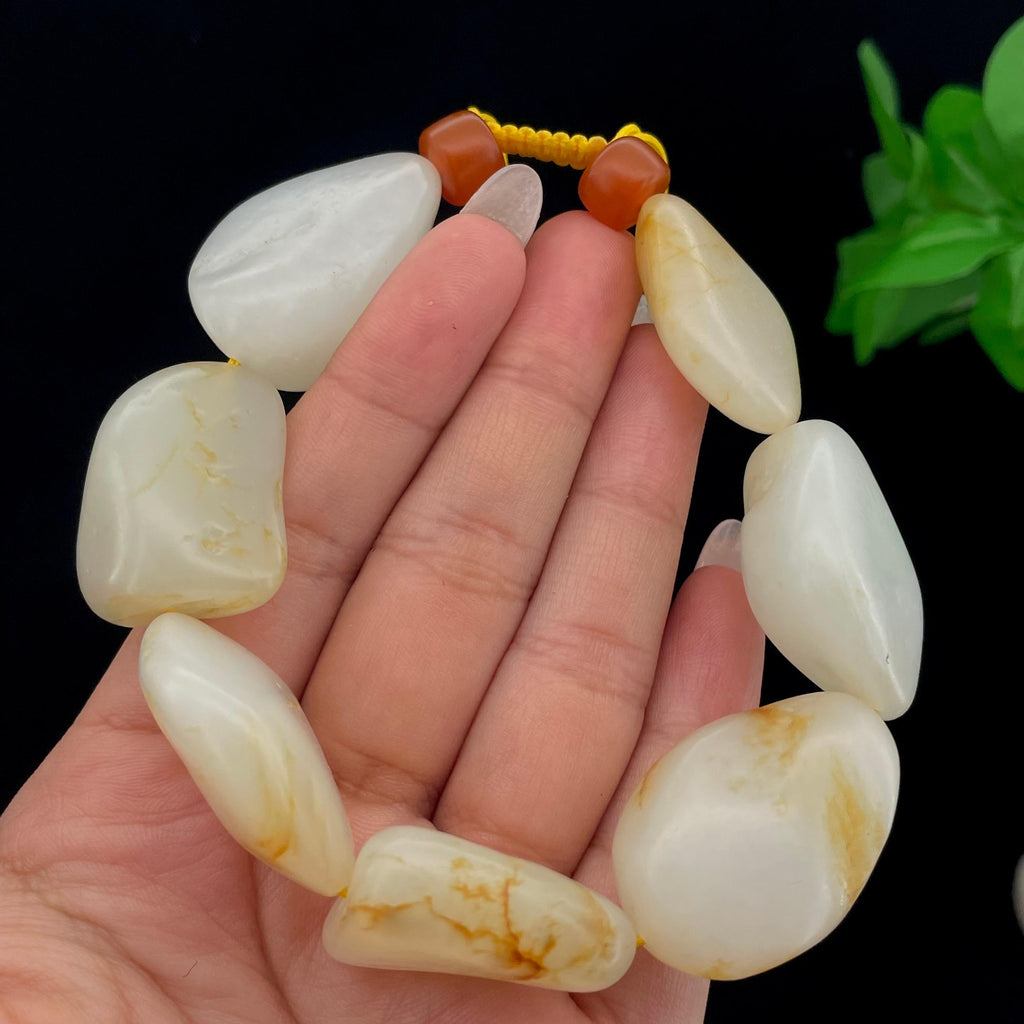 和田玉洒金皮籽料【精品手串】（89.5g）