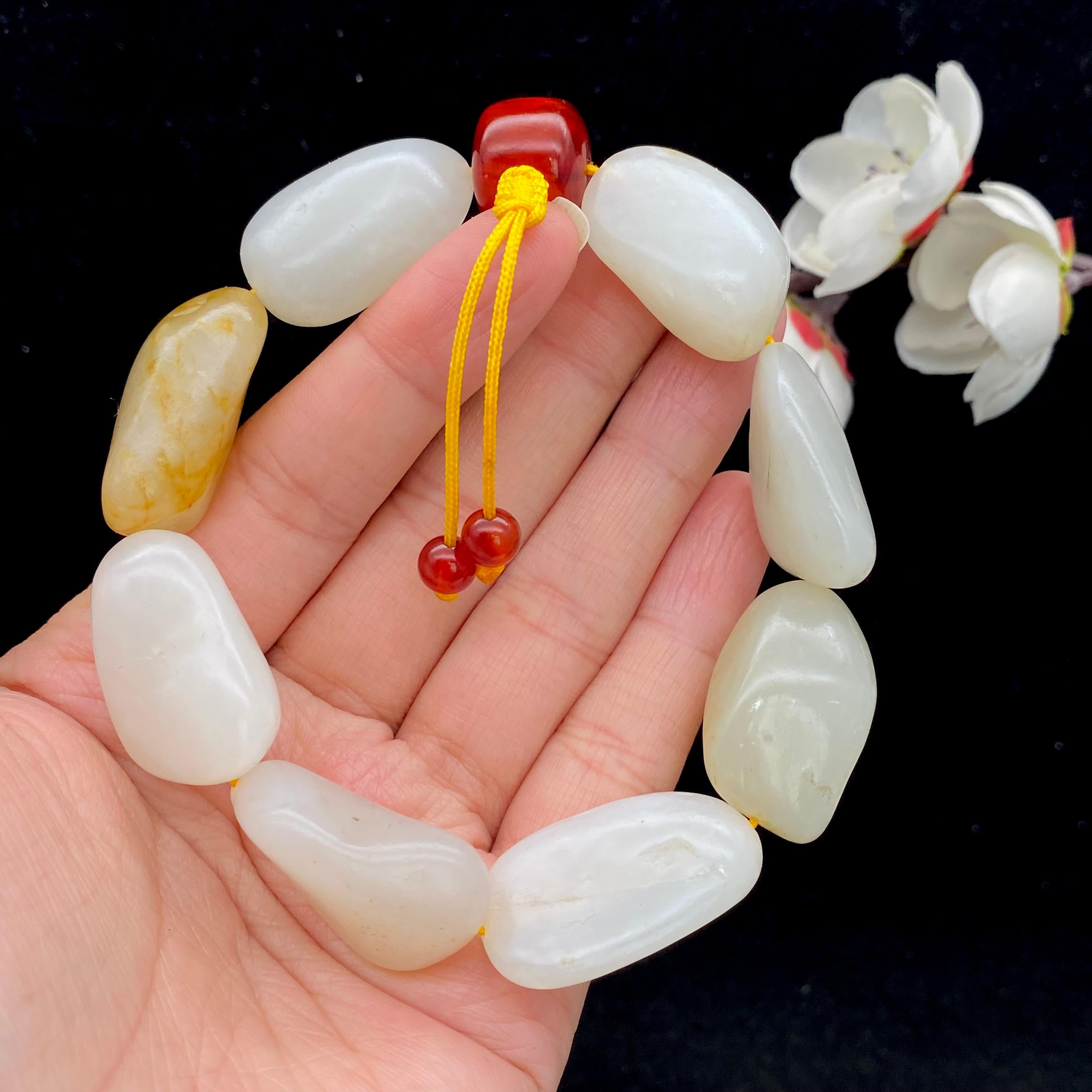 和田玉洒金皮籽料【精品手串】（81.3g）