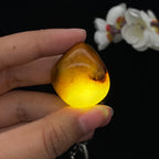 和田玉聚黄皮青花底籽料挂件（21.3g）