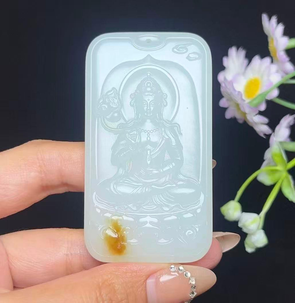 和田玉糖白羊脂白玉观音（68.3g）