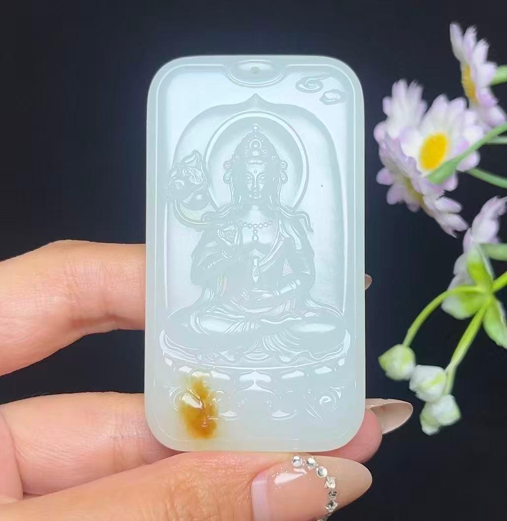 和田玉糖白羊脂白玉观音（68.3g）
