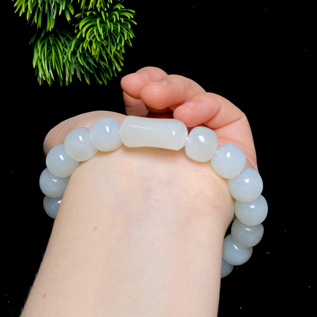 和田玉籽料老型珠手串（46.4g）