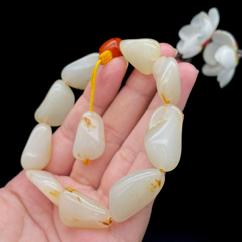 和田玉洒金皮籽料【精品手串】（54.3g）