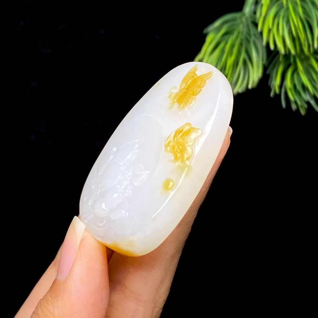 和田玉糖白蝶恋花（28.2g）