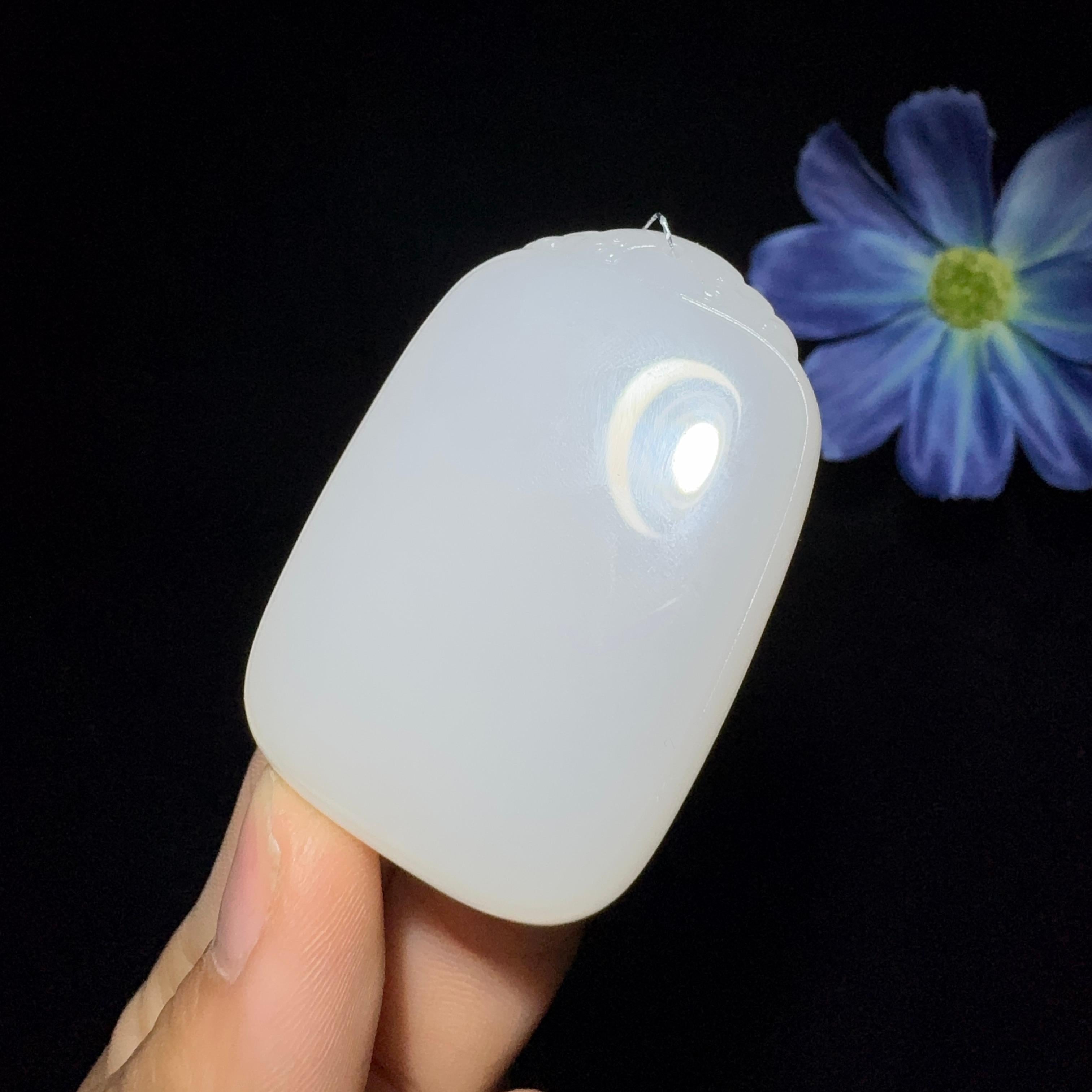 秒杀和田玉白玉平安无事牌（61.2g）