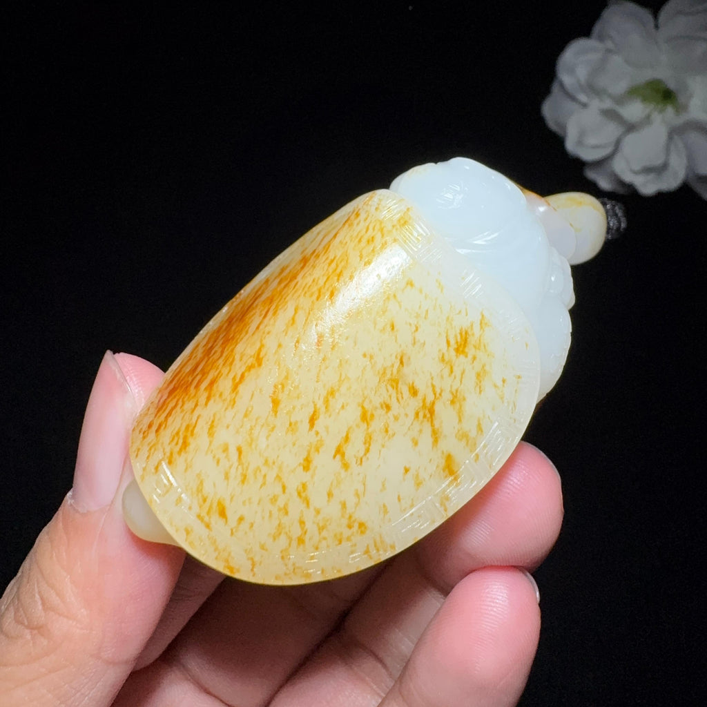 高品质和田玉籽料手把件鹰嘴龟（60.9g）