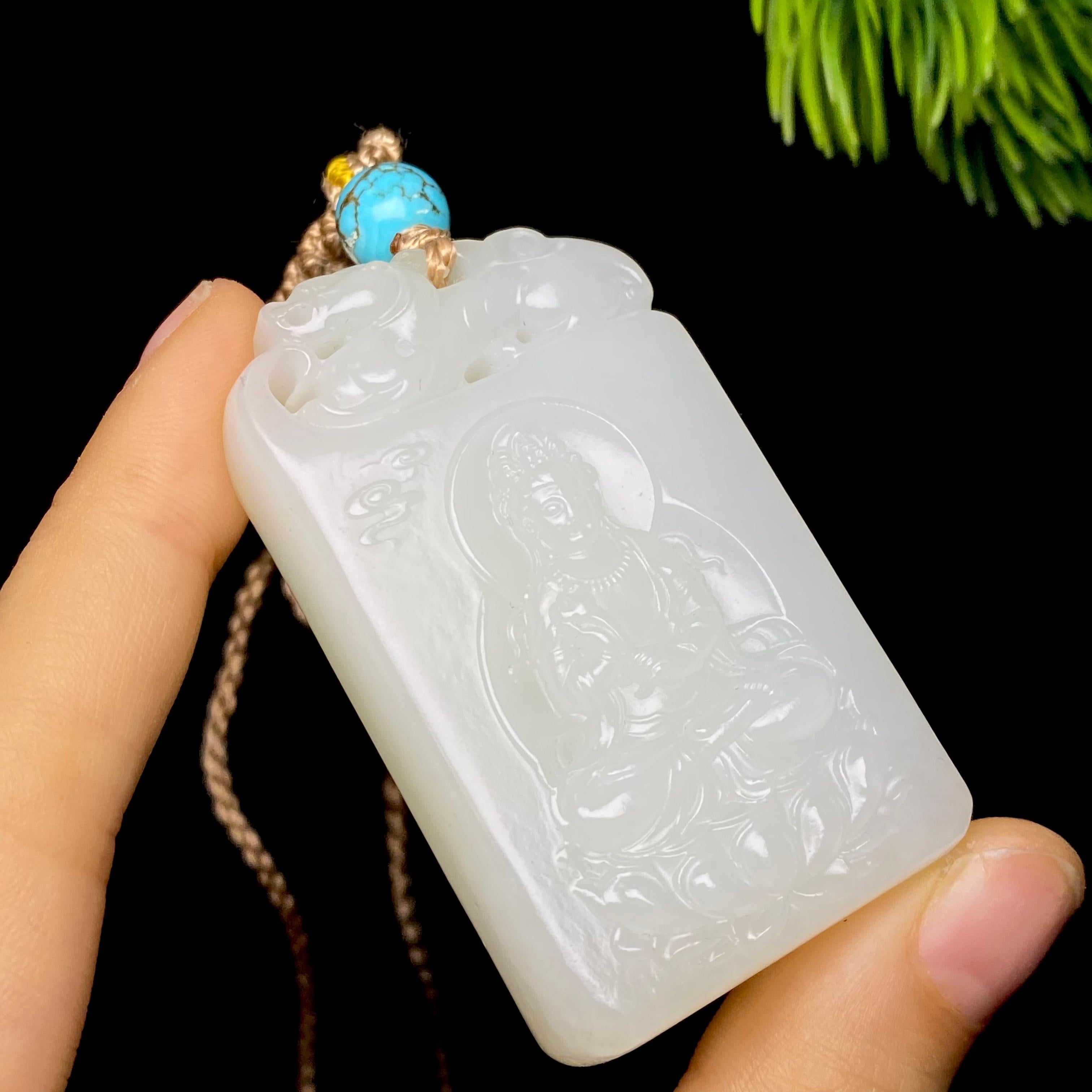 和田玉白玉坐莲观音（63.5g）