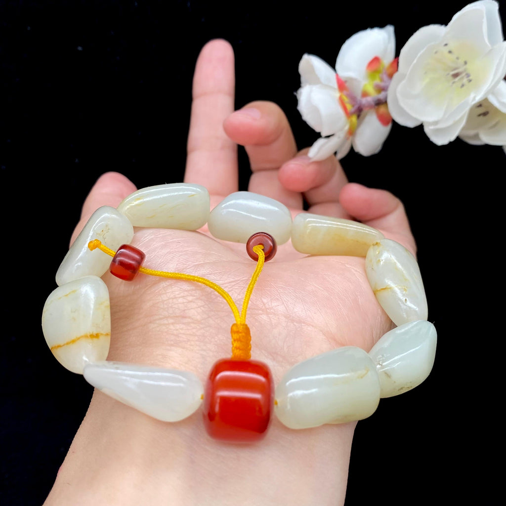 和田玉洒金皮籽料【精品手串】（53.3g）