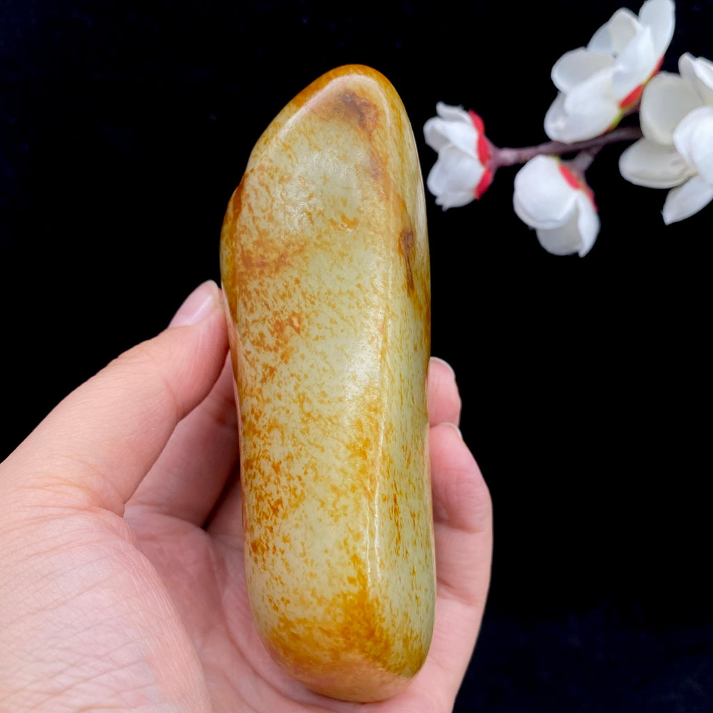 和田玉洒红皮籽料原石（339.4g）