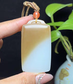 和田玉且末料羊脂玉平安无事牌（43.6g）